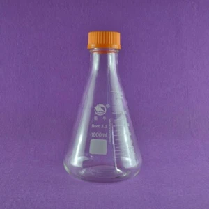 Frasco Erlenmeyer con tapa de vidrio de laboratorio GL45 - Imagen 1 de 3