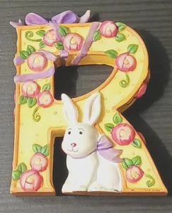 Maria Engelbreit Alphabet Buchstabe Initiale R Hasenband Rosen Vintage 1999 - Bild 1 von 10