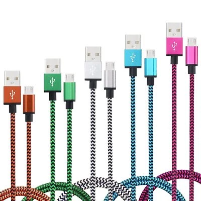 1M/2M Micro USB Thin Braid Rope Sync Data Cable for Samsung LG HTC Huawei Xiaomi - Image 1 of 4