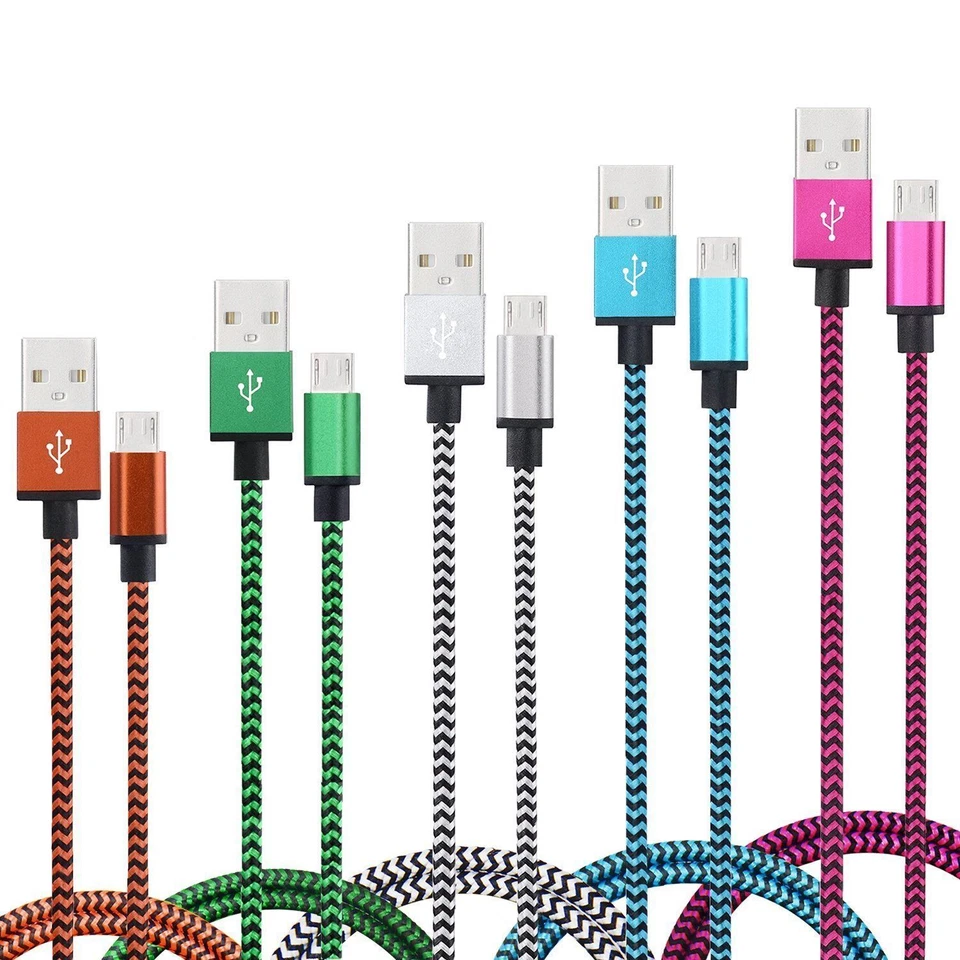 1M/2M Micro USB Thin Braid Rope Sync Data Cable for Samsung LG HTC Huawei Xiaomi - Image 1 of 4
