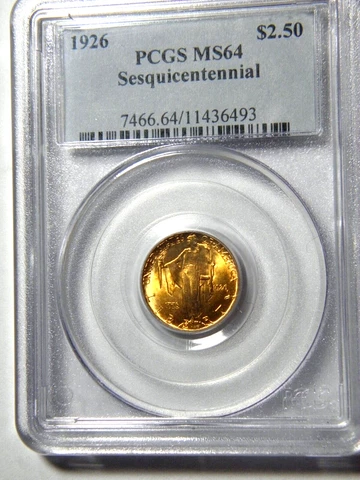 1926 SESQUICENTENNIAL OF AMERICAN INDEPENDENCE $2.50 GOLD COMMEM PCGS MS64 Cover
