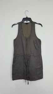 Theory Ramie Charcoal Slate Romper Pocket Dress Women's Size 2 - Picture 1 of 5