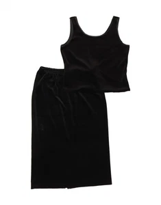 FRANK USHER Womens Velour 2 Piece Skirt Set UK 18 XL W40 Black Acetate DQ37 - Picture 1 of 7