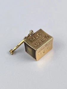 14k Yellow Gold Charm Folded Dollar Bill w/ Hammer In case Emergency Break Glass - Picture 1 of 10