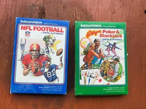 NFL Football & Las Vegas Poker And Blackjack Intellivision Video Game W/ Overlay - Picture 1 of 12