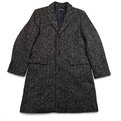 J Crew Mercantile Herringbone Wool Blend Topcoat Mens 42 Charcoal Gray Insulated - Image 1 of 4