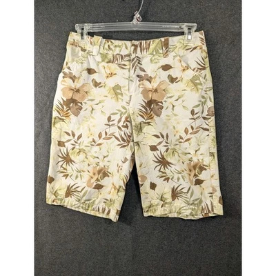 Pantalones Cortos Caribbean Joe Mujer 8 Algodón Blanco Tropical Floral Foto 1 de 4
