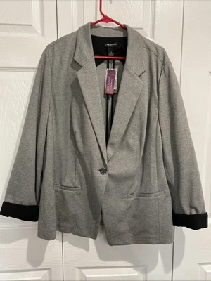 Blazer Lane Bryant Gris Tejido Elástico Talla Grande 26 W Nuevo con Etiquetas Foto 1 de 4