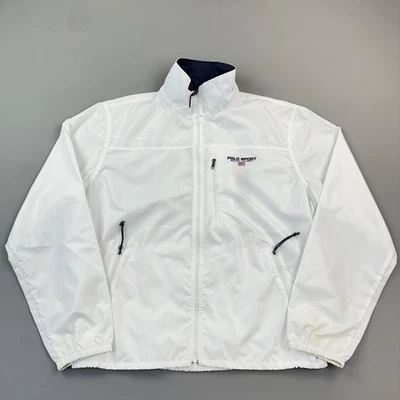 Vintage Polo Sport Ralph Lauren Jacket Mens Large White Full Zip Windbreaker 90s - Image 1 of 4