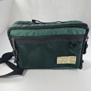 Vintage GreatLand Outdoor Green Nylon Hiking Shoulder Bag Mesh Pocket Crossbody - Picture 1 of 13