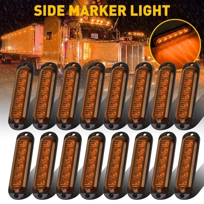 16x Led Orange Side Marker Amber Light Indicator Trailer Truck Lorry Van Bus Uk - Image 1 of 4