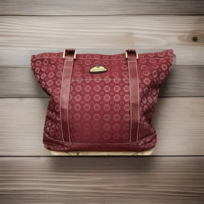 American Flyer Red Burgundy Geometric Canvas Carry On Travel Bag 16" x 12" x 4" - Image 1 of 4