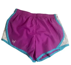 JUSTICE Girls Athletic Shorts Purple/Blue Hearts 10 - Picture 1 of 6
