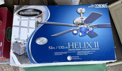 Brand New Harbor Breeze 52" Helix II 2 Chrome Finish Ceiling Fan 228365 - Image 1 of 4