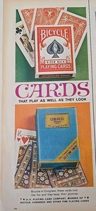 1962 U.S. United States Playing Cards Bicycle and Congress Play Well Vintage ad - Picture 1 of 1