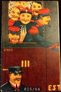 Nr. 815/64 1 alte Postkarte Soldaten im Zug geschrieben - Bild 1 von 2