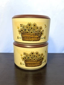 Vintage Plastic Sterlite 1970’s Floral Butterfly Stacking Canisters Set of 2 - Picture 1 of 5