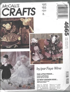 McCall's Faye Wein Handwerk Muster #4665-gefüllte 18" Schweinchen Puppen & Kleidung - Bild 1 von 1