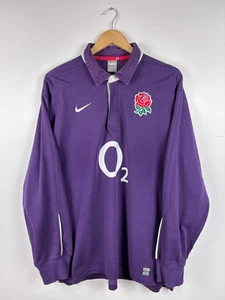 Herren Nike England 2009-2010 Away Langarm Rugby Shirt Lila Größe XXL - Bild 1 von 10