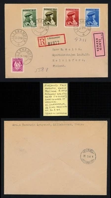 1946 Noruega Cubierta a Finlandia Lillehammer-Helsinki Primera Posguerra Express Reg. Foto 1 de 3