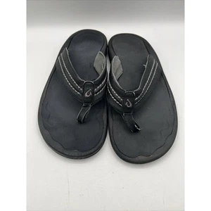 Men's Olukai Ohana Flip Flop Sandals Black Leather Men's US Size 14 EUR 47 - Picture 1 of 10