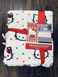 Hello Kitty Christmas Polka Dot TWIN Comforter Blanket & Sham Set 68 x 86" NWT - Picture 1 of 2