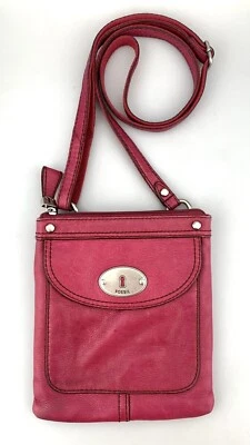 Fossil Maddox Crossbody Purse Leather Pink Magenta Slim Bag SL3129 - Image 1 of 4