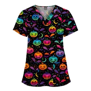NiaaHinn Men's Printed Scrub Tops - V-Neck Short Sleeve with Cargo Pants - Picture 1 of 79
