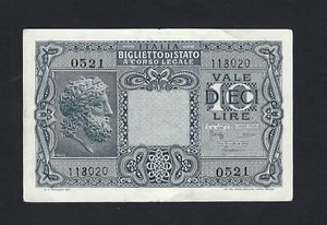 REGNO- LUOGOTENENZA BIGLIETTO DI STATO 10 LIRE GIOVE 23 NOVEMBRE 1944 - Foto 1 di 2