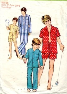 Vintage Cut Sewing Pattern 6076 Boys Long & Short Pajamas in 2 lengths Size 16 - Picture 1 of 2