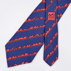 Corbata Hermes Corbata Seda 7163 FA Skyline Rayas Azul Oscuro - Imagen 1 de 6