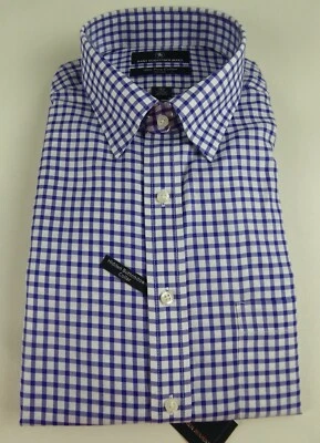 Camisa de vestir HSM Hart Schaffner Marx 100 % algodón Pima a cuadros $99,50 nueva con etiquetas sin planchar Foto 1 de 4