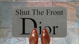 Shut The Front Dior Coir Synthetic Light Grey Nylon Door Mat 70x40cm Present - Picture 1 of 14