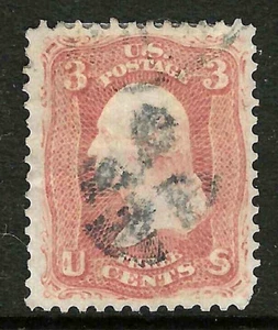 Sc #65 Cross Fancy Cancel 3 Cent Washington 1861 Civil War US 68F37 - Picture 1 of 2