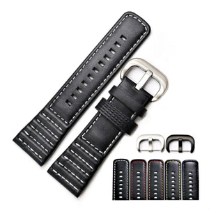 TOP VERSION 28mm Black Leather Watch Band W/ Buckle For Seven Friday Watches - Picture 1 of 6