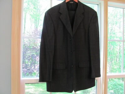 BILL BLASS PREMIER COLLECTION HOMBRE 2 PIEZAS TRAJE 41R 32X32 NEGRO VENTANA 100% LANA Foto 1 de 4