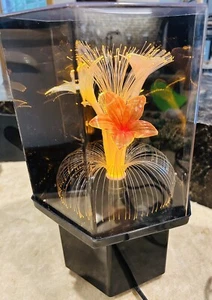 Vintage 70s/80's Fiber Optic Flower Color Changing Rotating Lamp Light 11” - Picture 1 of 20