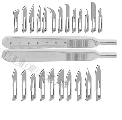  SET OF 200 STERILE SURGICAL BLADE #10 #11 #15 #15C #20 #21 #22 #23+ 2 HANDLE - Image 1 of 3
