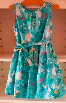 Vestido Mini Boden Azul Conejito Lino Tul Forrado Talla 3 4Y (27078A) Foto 1 de 4