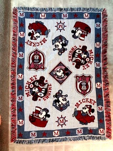 Disney Baby Mickey Mouse Cotton Throw Blanket Fringe Trim (Free Shipping) - Picture 1 of 12