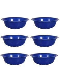 6-Pack Blue Cereal Bowls 6.5" Wide BPA-FREE Plastic 2.5 Cups Soup Salad Bowls - Picture 1 of 5
