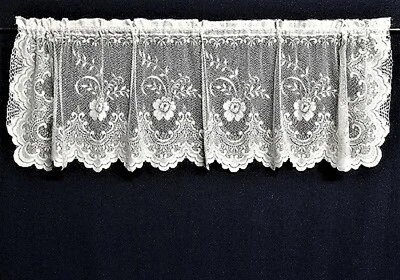 Heritage Lace Floriade White Window Valance or 84" Panel Livingroom Bedroom - Image 1 of 4