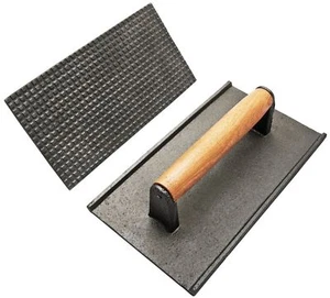 Peso del filete de 8" x 4", prensa de tocino de hierro fundido con mango de madera, peso pesado - Imagen 1 de 4