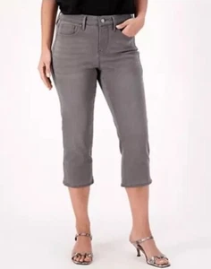 NYDJ Women's Pants Size 4P Curves 360 Slim Straight Capri Jeans Gray A617250 - Picture 1 of 7