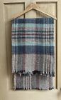NATIONAL TRUST Pure Wool  Check Fringed Blanket/Throw/Picnic Rug Tartan Red Blue