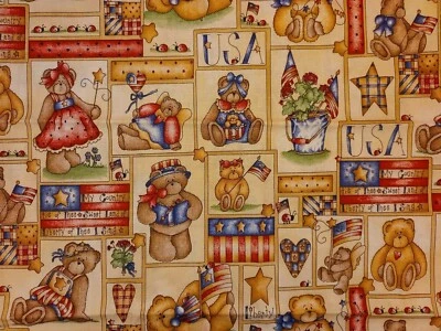 Patriotic Bears Cotton Fabric by Dianna Marcum July Fourth Holiday USA - Image 1 of 4