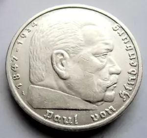(816) ANTIQUE WWII German 3rd Reich 1936 A 5 Reichsmark SILVER COIN - Picture 1 of 2