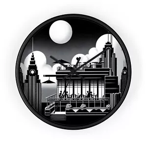 Orologio da parete decorazione casa art deco chiaro di luna paesaggio urbano tetto festa sociale lusso - Foto 1 di 13