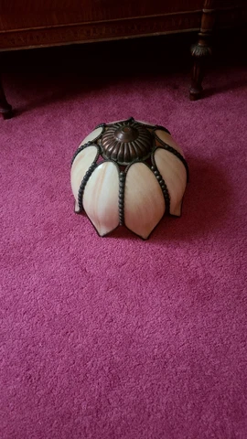 VINTAGE   CARAMEL Slag Glass 8 panel Tulip  Light LampSHADE ONLY Cover