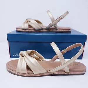NIB AEROSOLES Gold Dover Sandal Size 8.5 - Picture 1 of 7